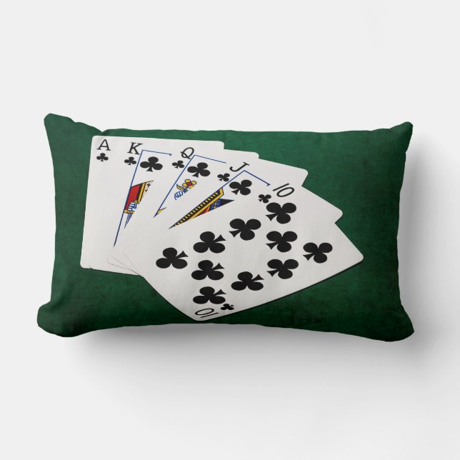 Poker Hands - Royal Flush - Clubs Suit Kussen (Voorkant)