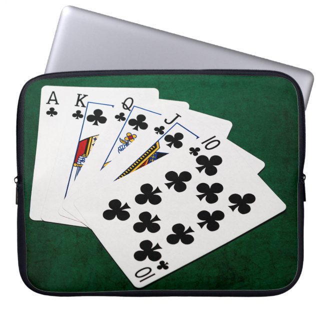 Poker Hands - Royal Flush - Clubs Suit Laptop Sleeve (Voorkant)