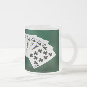 Poker Hands - Royal Flush - Clubs Suit Matglas Koffiemok