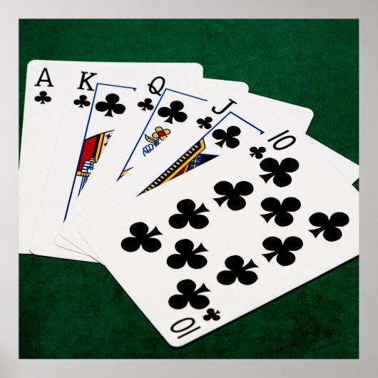 Poker Hands - Royal Flush - Clubs Suit Poster (Voorkant)