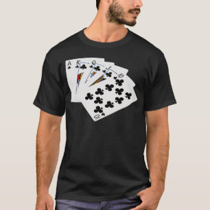 Poker Hands - Royal Flush - Clubs Suit T-shirt