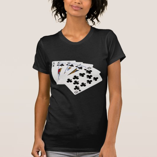 Poker Hands - Royal Flush - Clubs Suit T-shirt (Voorkant)