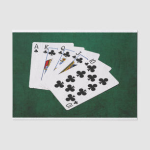 Poker Hands - Royal Flush - Clubs Suit Tissuepapier