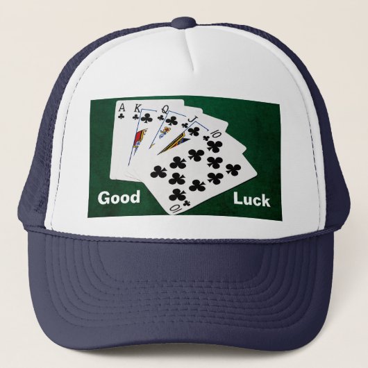 Poker Hands - Royal Flush - Clubs Suit Trucker Pet (Voorkant)