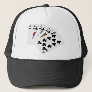 Poker Hands - Royal Flush - Clubs Suit Trucker Pet