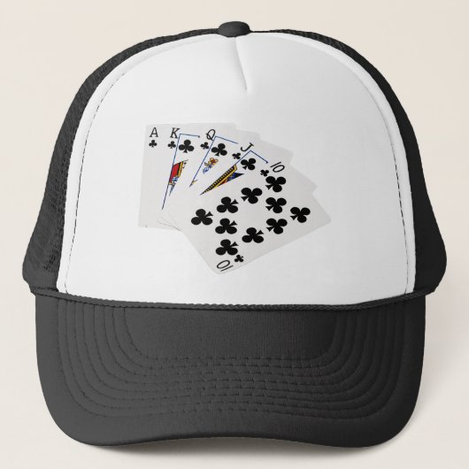 Poker Hands - Royal Flush - Clubs Suit Trucker Pet (Voorkant)