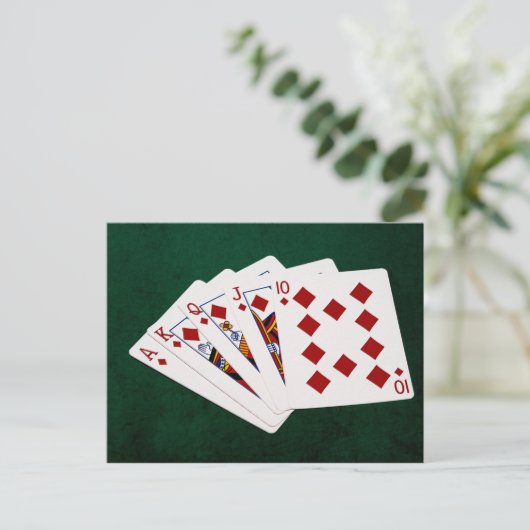 Poker Hands - Royal Flush - Diamonds Suit Briefkaart (Staand voorkant)