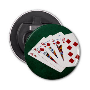 Poker Hands - Royal Flush - Diamonds Suit Button Flesopener