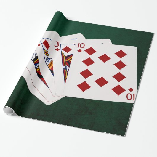 Poker Hands - Royal Flush - Diamonds Suit Cadeaupapier (Uitgerold)