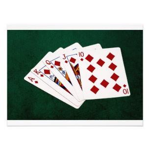 Poker Hands - Royal Flush - Diamonds Suit Foto Afdruk