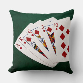 Poker Hands - Royal Flush - Diamonds Suit Kussen