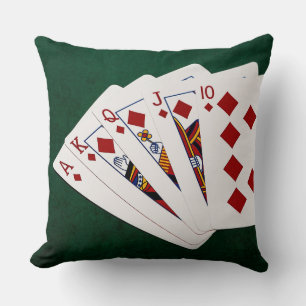 Poker Hands - Royal Flush - Diamonds Suit Kussen