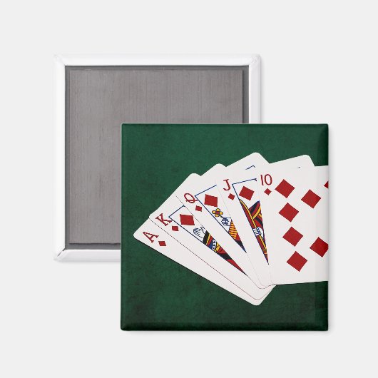 Poker Hands - Royal Flush - Diamonds Suit Magneet (Voorkant / Achterkant)