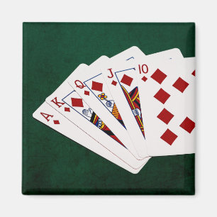Poker Hands - Royal Flush - Diamonds Suit Magneet