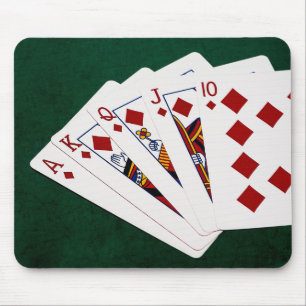Poker Hands - Royal Flush - Diamonds Suit Muismat