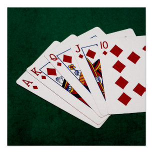 Poker Hands - Royal Flush - Diamonds Suit Poster