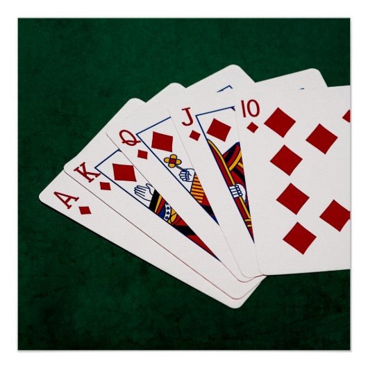 Poker Hands - Royal Flush - Diamonds Suit Poster (Voorkant)