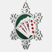 Poker Hands - Royal Flush - Diamonds Suit Tin Sneeuwvlok Ornament (Rechts)