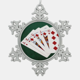 Poker Hands - Royal Flush - Diamonds Suit Tin Sneeuwvlok Ornament