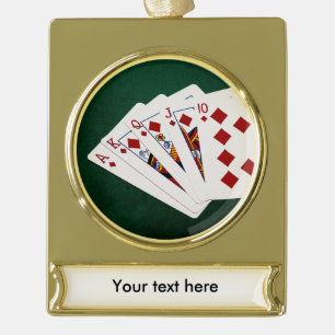 Poker Hands - Royal Flush - Diamonds Suit Verguld Banner Ornament