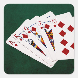 Poker Hands - Royal Flush - Diamonds Suit Vierkante Sticker