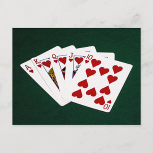 Poker Hands - Royal Flush - Hearts Suit Briefkaart