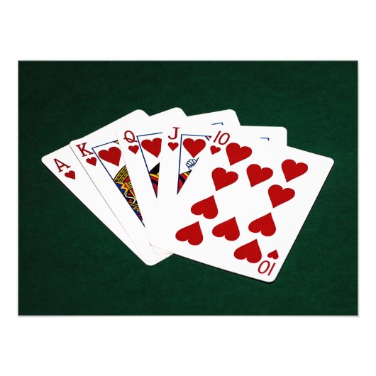 Poker Hands - Royal Flush - Hearts Suit Foto Afdruk (Voorkant)