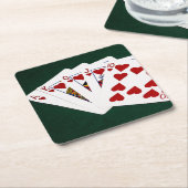 Poker Hands - Royal Flush - Hearts Suit Kartonnen Onderzetters (Schuin)