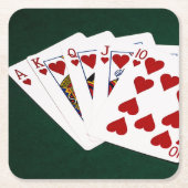 Poker Hands - Royal Flush - Hearts Suit Kartonnen Onderzetters (Voorkant)
