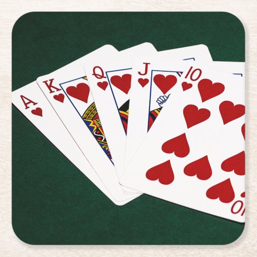 Poker Hands - Royal Flush - Hearts Suit Kartonnen Onderzetters (Voorkant)