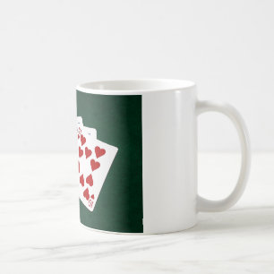 Poker Hands - Royal Flush - Hearts Suit Koffiemok