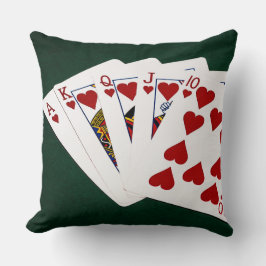 Poker Hands - Royal Flush - Hearts Suit Kussen