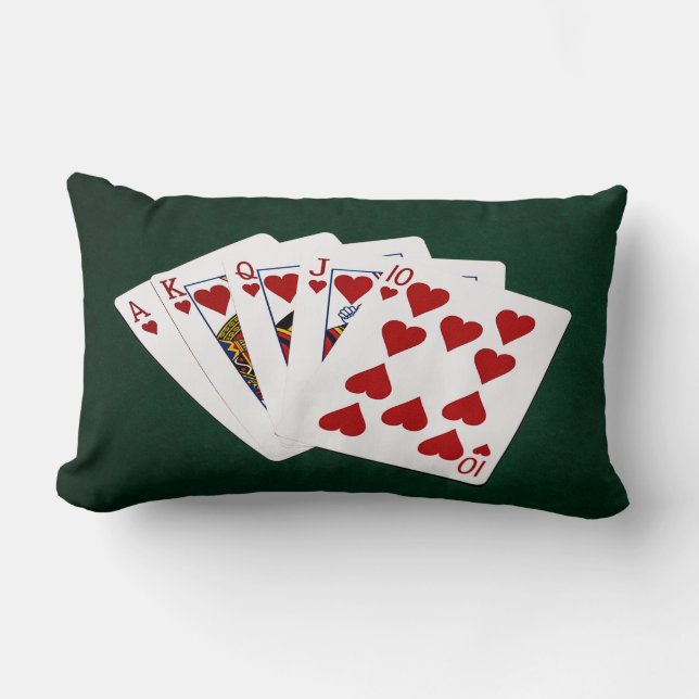 Poker Hands - Royal Flush - Hearts Suit Kussen (Voorkant)
