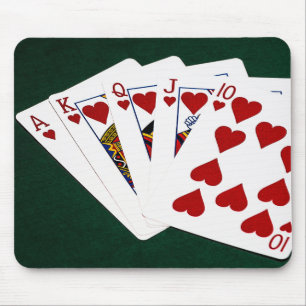 Poker Hands - Royal Flush - Hearts Suit Muismat