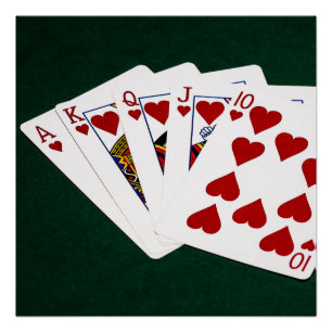 Poker Hands - Royal Flush - Hearts Suit Perfect Poster