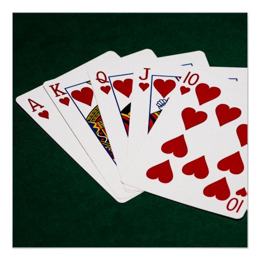 Poker Hands - Royal Flush - Hearts Suit Perfect Poster (Voorkant)