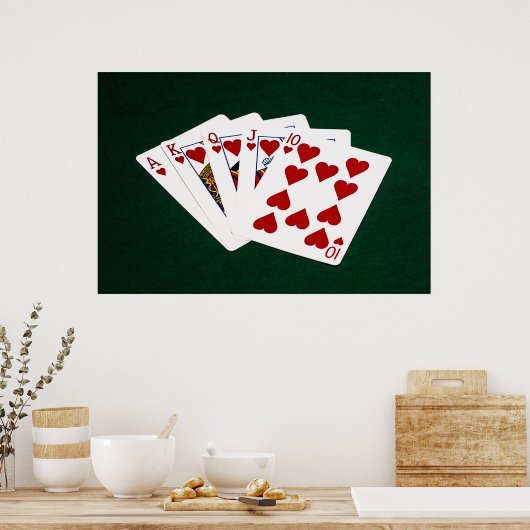 Poker Hands - Royal Flush - Hearts Suit Poster (Keuken)