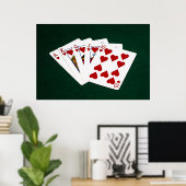 Poker Hands - Royal Flush - Hearts Suit Poster (Thuiskantoor)