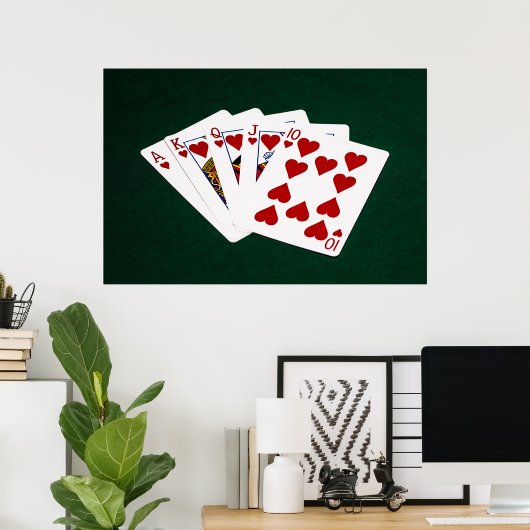 Poker Hands - Royal Flush - Hearts Suit Poster (Thuiskantoor)