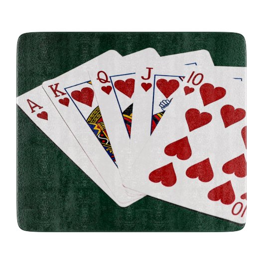 Poker Hands - Royal Flush - Hearts Suit Snijplank (Voorkant)