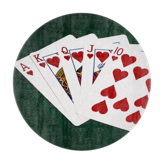 Poker Hands - Royal Flush - Hearts Suit Snijplank (Voorkant)