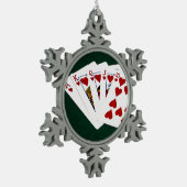 Poker Hands - Royal Flush - Hearts Suit Tin Sneeuwvlok Ornament (Links)