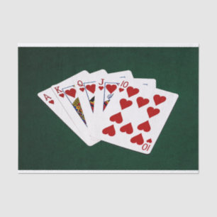 Poker Hands - Royal Flush - Hearts Suit Tissuepapier