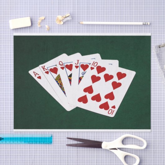 Poker Hands - Royal Flush - Hearts Suit Tissuepapier (Craft)
