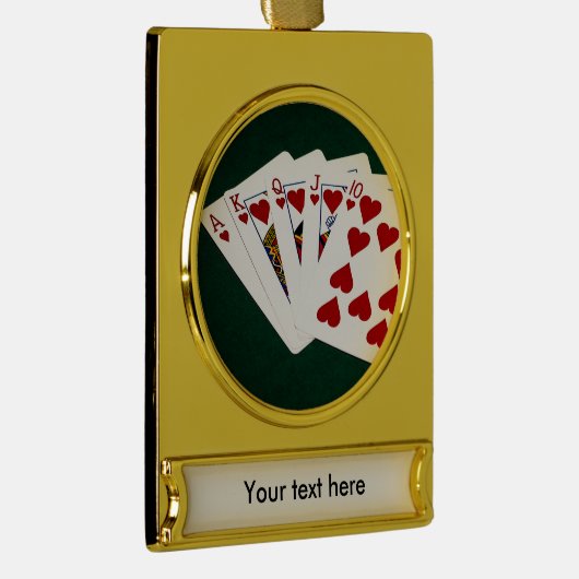 Poker Hands - Royal Flush - Hearts Suit Verguld Banner Ornament (Rechts)