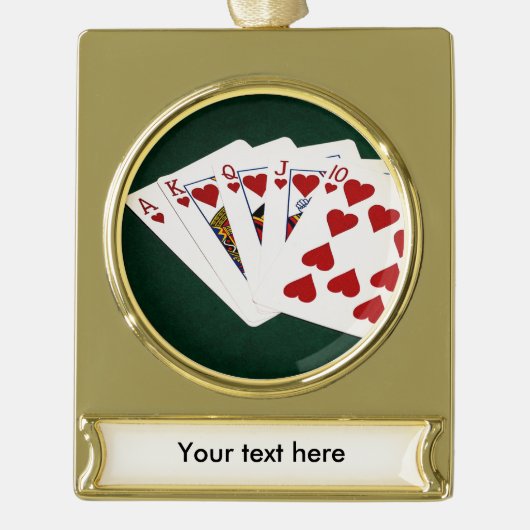 Poker Hands - Royal Flush - Hearts Suit Verguld Banner Ornament (Voorkant)