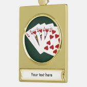 Poker Hands - Royal Flush - Hearts Suit Verguld Banner Ornament (Links)