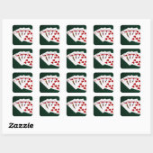 Poker Hands - Royal Flush - Hearts Suit Vierkante Sticker (Vel)
