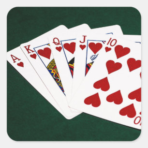 Poker Hands - Royal Flush - Hearts Suit Vierkante Sticker
