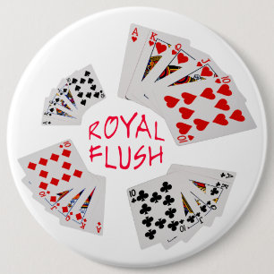Poker Hands - Royal Flush Ronde Button 6,0 Cm